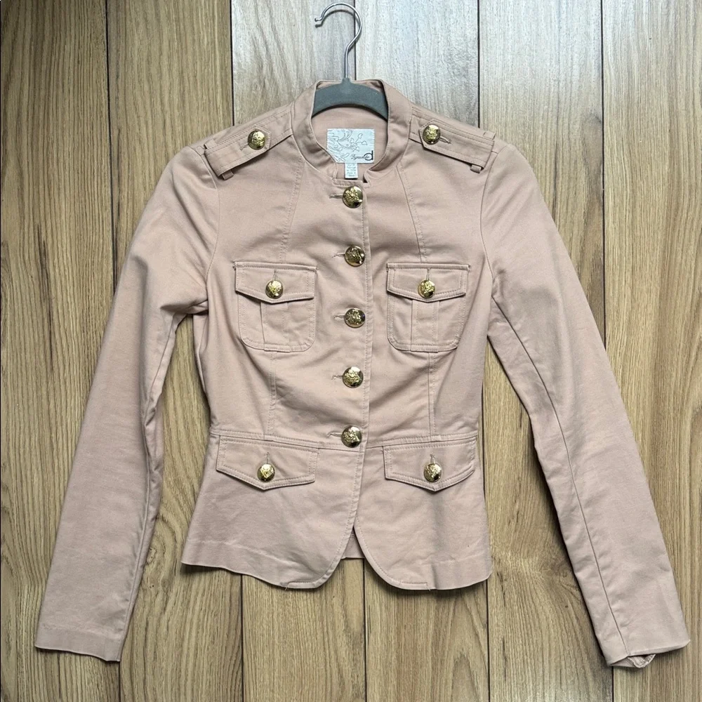 Dynamite Tan Military-Style Women's Jacket with Gold Buttons XS like new